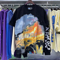 Godspeed T-shirts Los Angeles Hollywood Hills Fire Print Cotton Casual Short Sleeve Men and Women