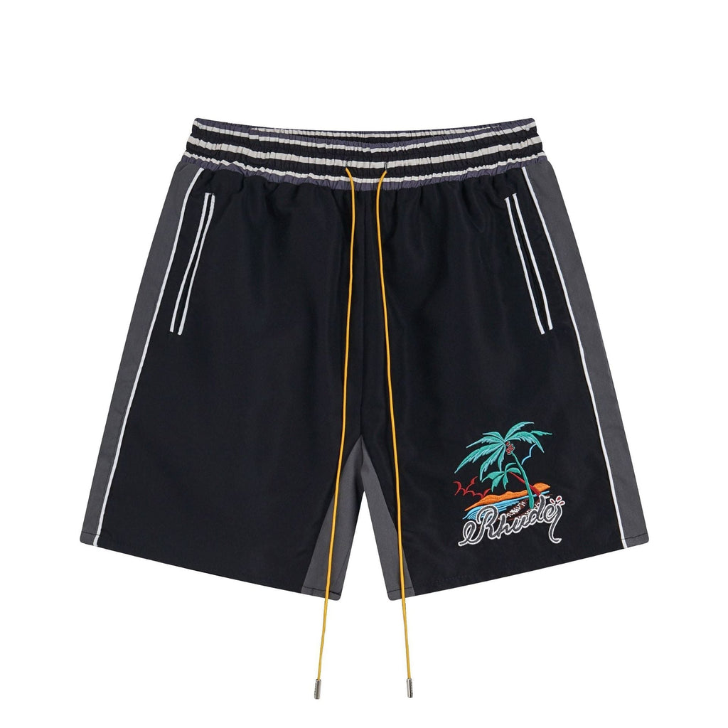 Rhude T-shirt Coconut Alphabet Beach Embroidery Short Sleeve Shirt Shorts