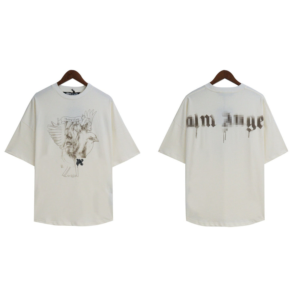 Palm Angels T-shirt Pigeon Flow Lacquer Letter Foam Short Sleeve T-shirt