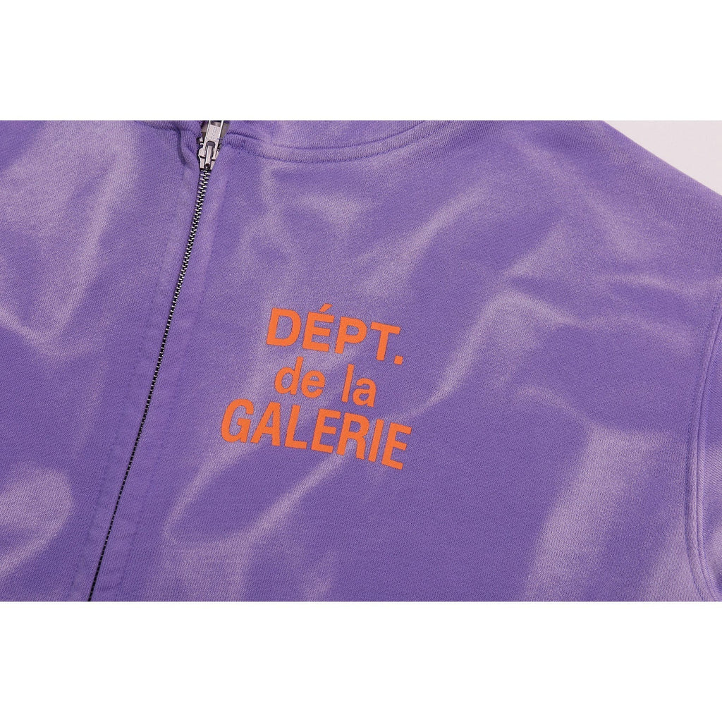 Gallery Dept Hoodie Letter Tie-Dye Washed Hooded Sweater Cardigan Jacket
